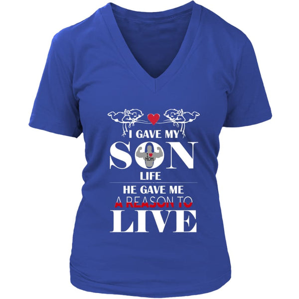 A Reason To Live - Perfect Mothers Day Gift Womens V-Neck T-Shirt (8 colors) - District / Royal Blue / S