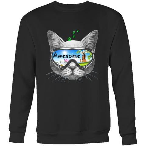 Awesome Cat Unisex Crewneck Sweatshirt (4 colors) - Black / S