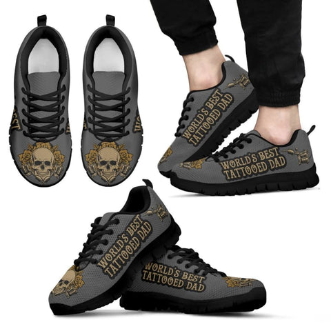 Awesome Worlds Best Tattooed Dad Sneakers Fathers Day Gift - Mens - Black - US5 (EU38)