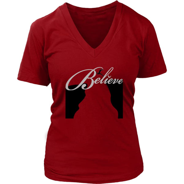 Believe It Then Will Come V-Neck T-shirt (6 colors) - District Womens / Red / S