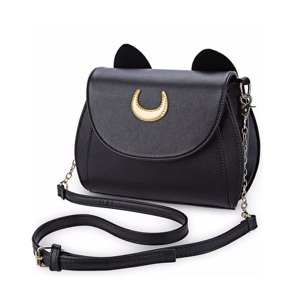 Cat Luna Moon Women Crossbody Bag (2 colors) - Black