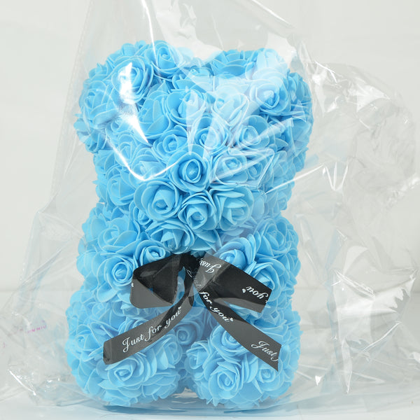 Rose Bear Artificial Foam Flowers| Rose Teddy Bear| Flower Bear| Best Valentines Gift For Her / Blue