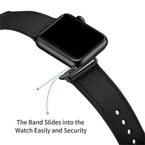 Easy Fasten Leather Apple Watch Strap - United States / black / 38mm