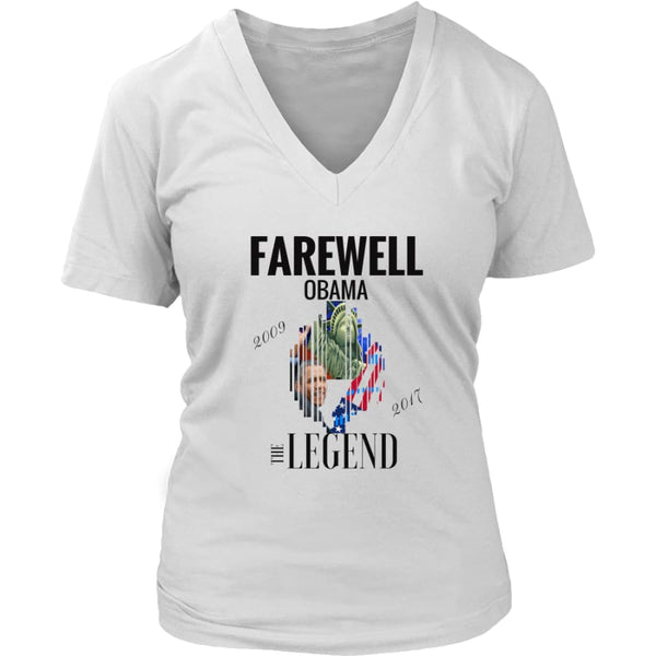 Farewell Obama - The Legend District Womens V-Neck Shirt (6 colors) - White / S