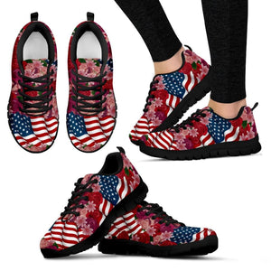 Florist & USA Flag Womens Sneakers