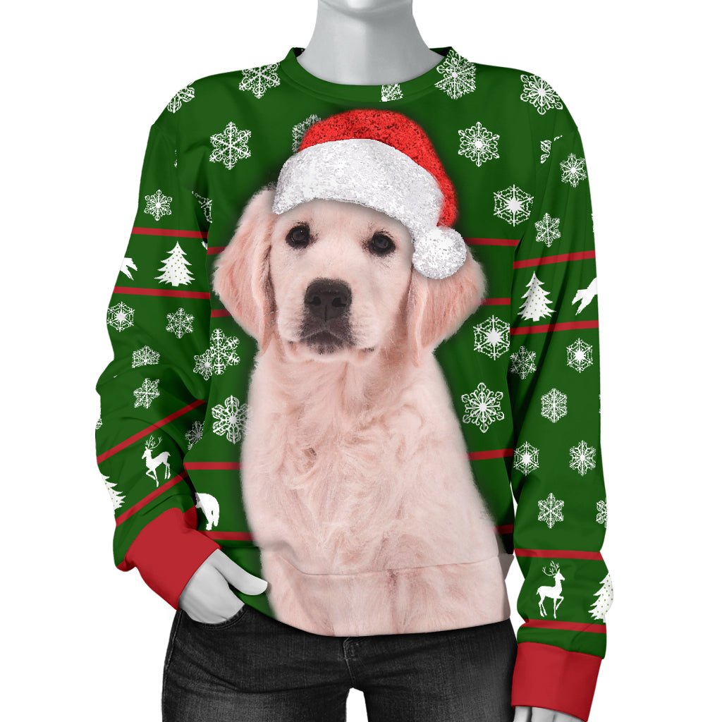 Santa Golden Retriever Womens Christmas Sweater|Christmas Gift