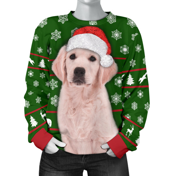 Santa Golden Retriever Womens Christmas Sweater|Christmas Gift