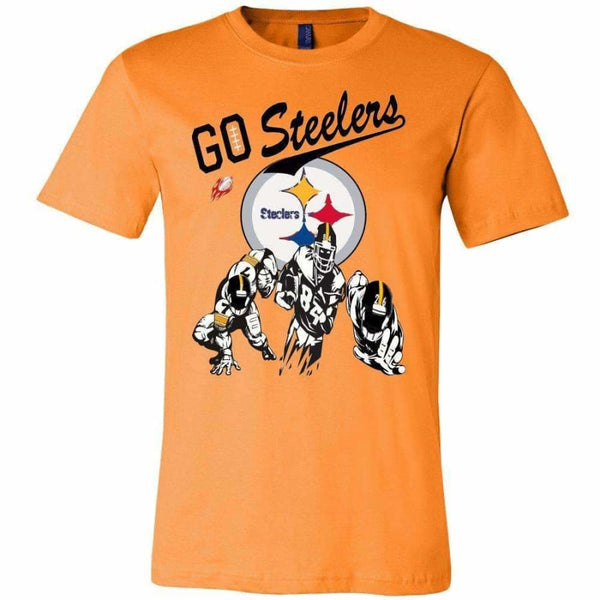 Go Steelers Pittsburgh Black Yellow Shirt - Canvas Mens / Orange / S