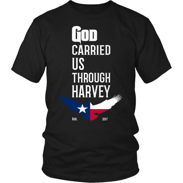 GOD Carried Us Through HARVEY Unisex T-shirt (12 Colors) - District Shirt / Black / S