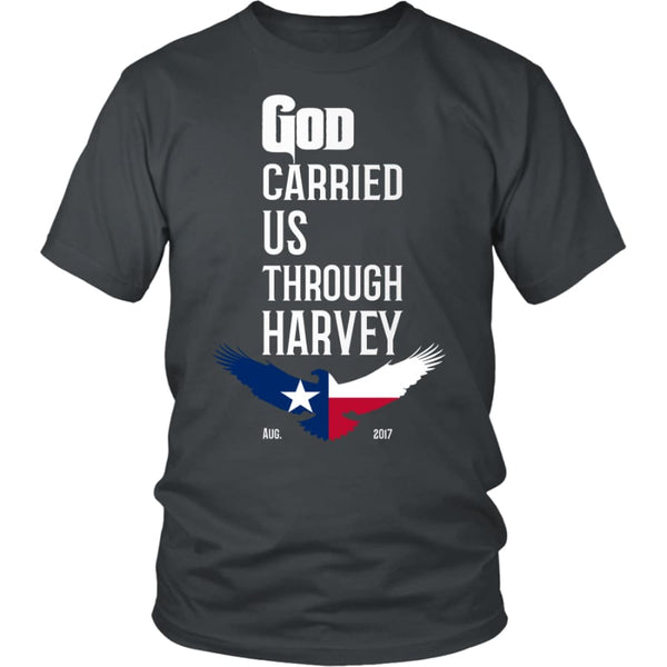GOD Carried Us Through HARVEY Unisex T-shirt (12 Colors) - District Shirt / Charcoal / S