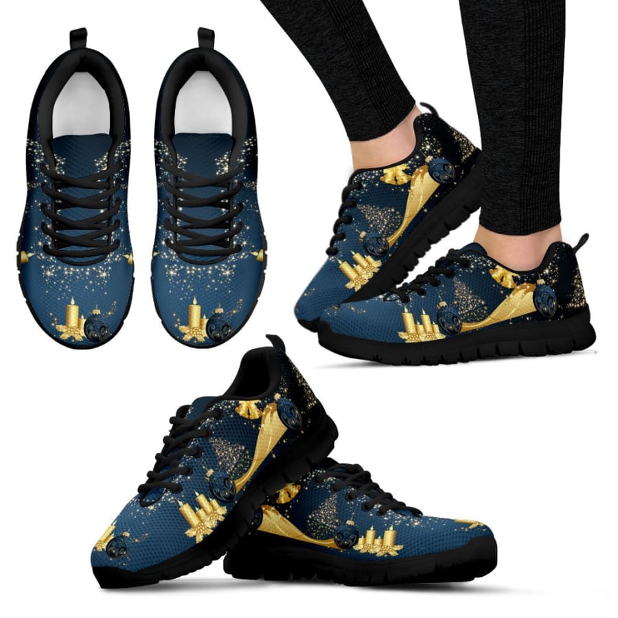 Gold Christmas Womens Sneakers|Running Shoes - Sneakers / US5 (EU35)