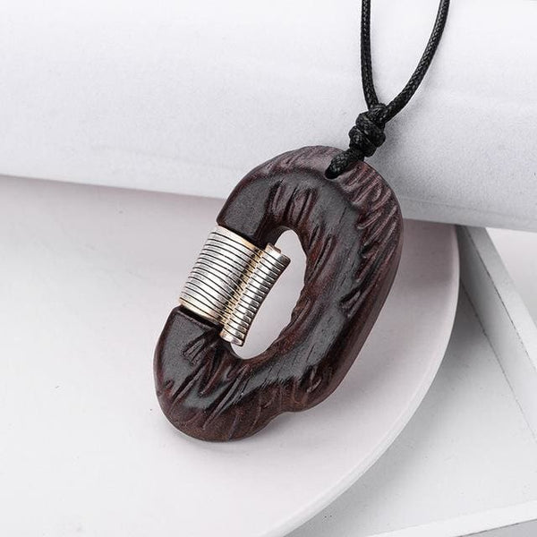 Handmade Wood Pendant Necklace for Men Women Meditation Healing (13 Styles) - 5