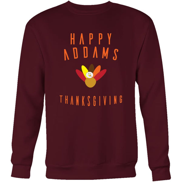 Thanksgiving Sweatshirt Mens Womens|"Happy Addams Thanksgiving" Sweater Crewneck - Maroon / Front