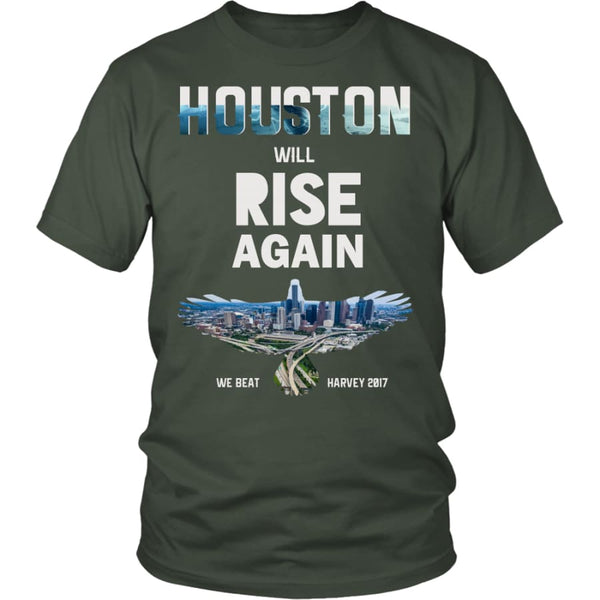Houston Will Rise Again From Hurricane Harvey Unisex T-shirt (12 Colors) - District Shirt / Olive / S