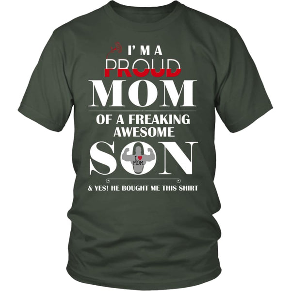 I Am A Proud Mom - Hot Mothers Day Gift Unisex Shirt (12 Colors) - District / Olive / S