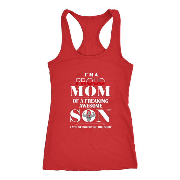 I Am A Proud Mom - Hot Mothers Day Racer-back Tank (6 Colors) - Next Level Racerback / Red / XS