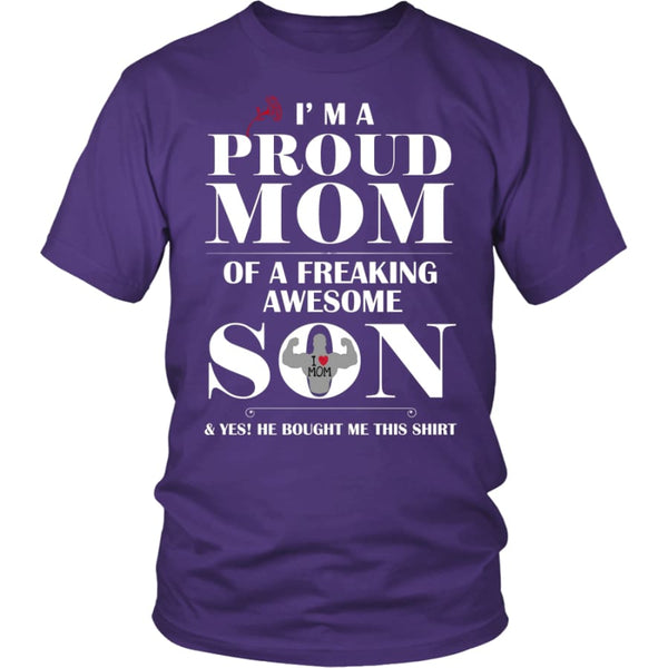 I Am A Proud Mom - Perfect Mothers Day Gift Unisex Shirt (12 Colors) - District / Purple / S