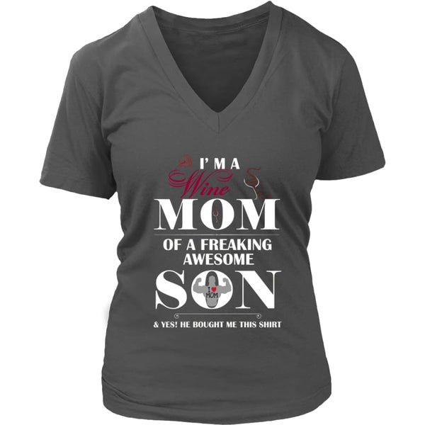 I Am A Wine Mom - Hot Mothers Day Gift Womens V-Neck T-Shirt (8 colors) - District / Charcoal / S