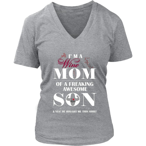 I Am A Wine Mom - Hot Mothers Day Gift Womens V-Neck T-Shirt (8 colors) - District / Heathered Nickel / S