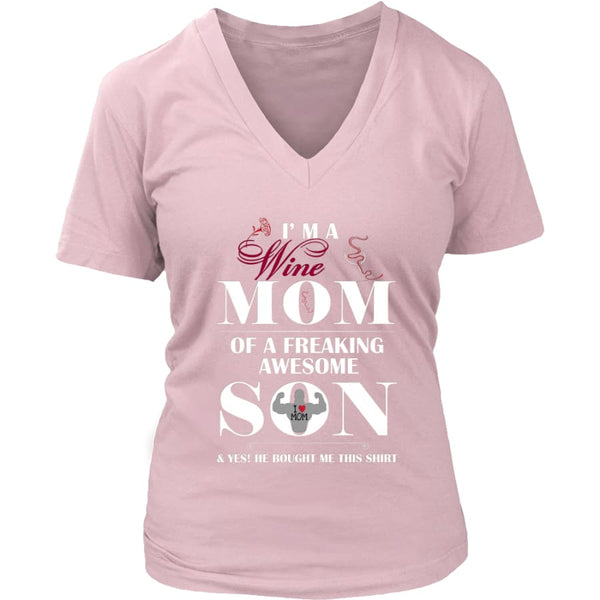 I Am A Wine Mom - Hot Mothers Day Gift Womens V-Neck T-Shirt (8 colors) - District / Pink / S