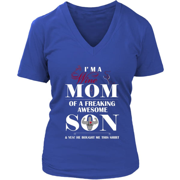 I Am A Wine Mom - Hot Mothers Day Gift Womens V-Neck T-Shirt (8 colors) - District / Royal Blue / S