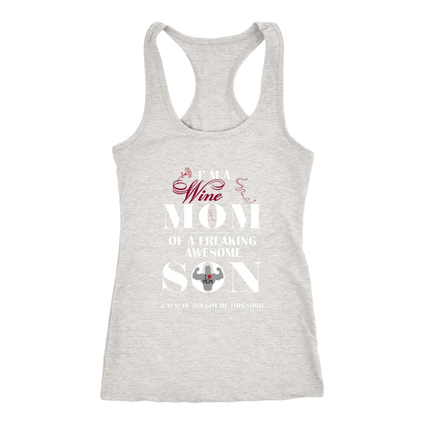 I Am A Wine Mom - Hot Mothers Day Racer-back Tank (7 Colors) - Next Level Racerback / Heather Grey / XS