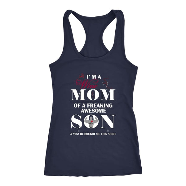 I Am A Wine Mom - Hot Mothers Day Racer-back Tank (7 Colors) - Next Level Racerback / Navy / XS