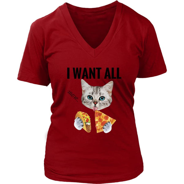 I Want All Women V-Neck T-shirt (6 colors) - District Womens / Red / S