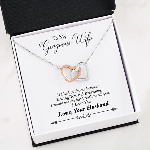 Interlocking Hearts Necklace - To My Wife Unforgettable Love - 01-Husband-2-Wife-Last-Breath