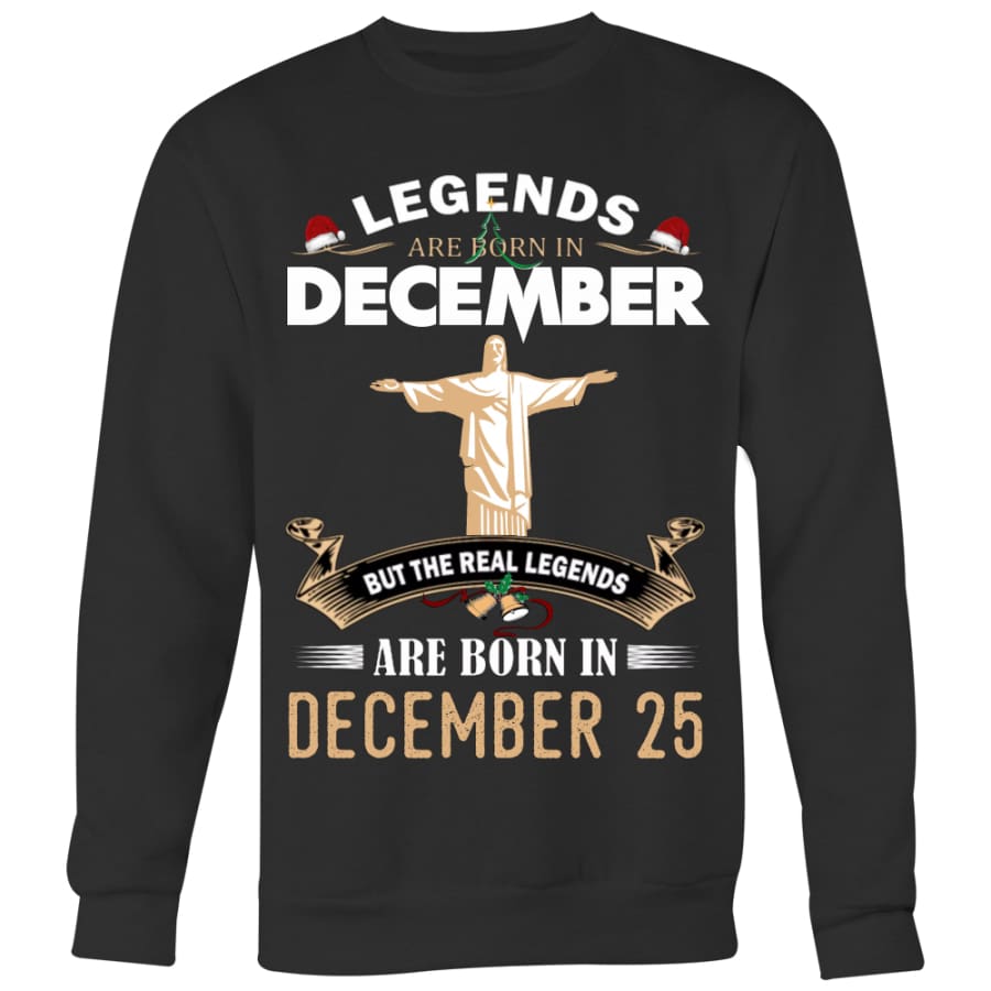 Jesus Born In Christmas Sweater For Men Women (5 colors) - Crewneck Sweatshirt / Black / S