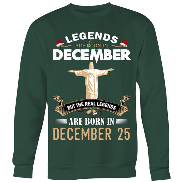 Jesus Born In Christmas Sweater For Men Women (5 colors) - Crewneck Sweatshirt / Dark Green / S