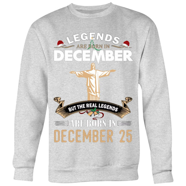 Jesus Born In Christmas Sweater For Men Women (5 colors) - Crewneck Sweatshirt / Heather Grey / S