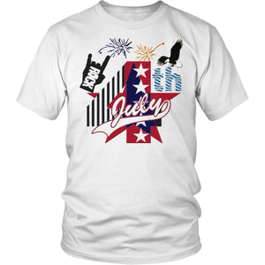 July 4th Rock - Amazing Independent Day T-shirt Men Women (13 Colors) - District Unisex Shirt / White / S