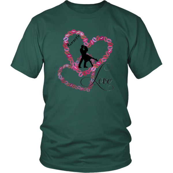 Kissing Heart - Romantic Love District Unisex Shirt (11 colors) - Dark Green / S