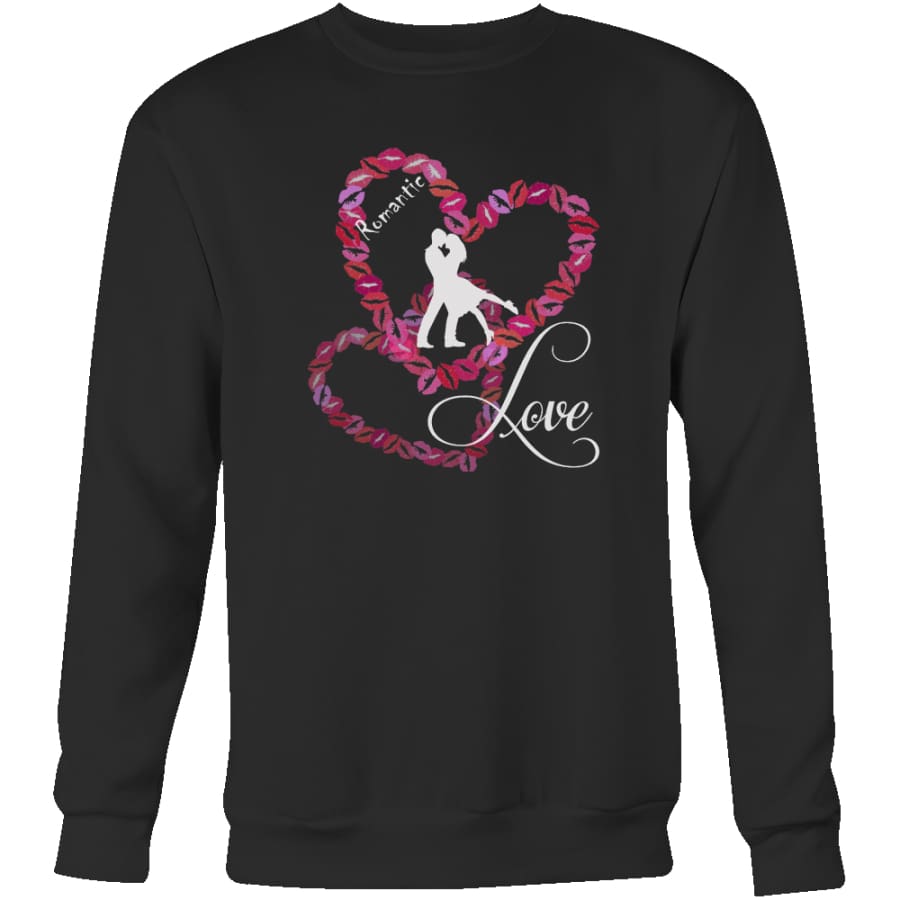 Kissing Heart - Romantic Love Unisex Crewneck Sweatshirt (4 colors) - Black / S