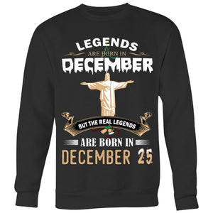 Legend Jesus Born In Christmas Sweater For Men Women (6 colors) - Crewneck Sweatshirt / Black / S