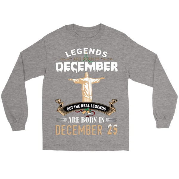 Legend Jesus Born In Christmas Unisex Gildan Long Sleeve Shirt (8 colors) - Tee / Sports Grey / S