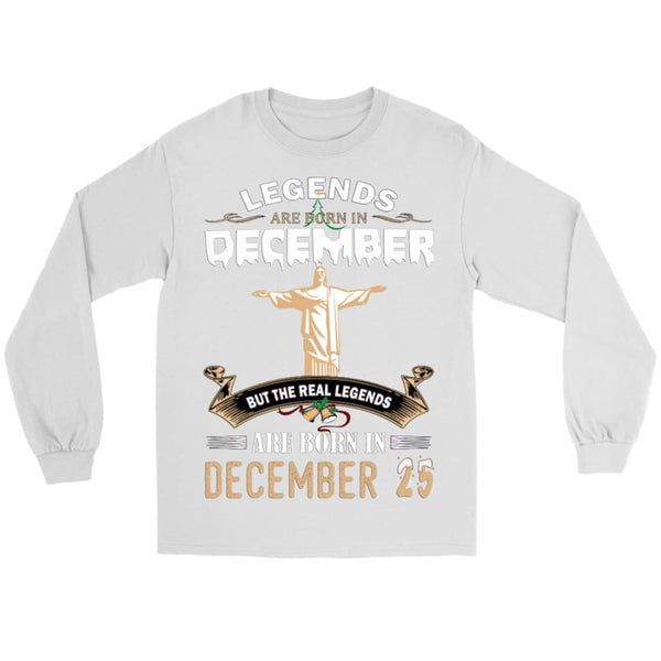 Legend Jesus Born In Christmas Unisex Gildan Long Sleeve Shirt (8 colors) - Tee / White / S