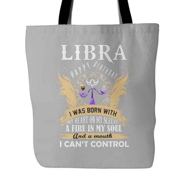 Libra Happy Birthday - A Fire In My Soul Tote Bag (4 colors) - Grey