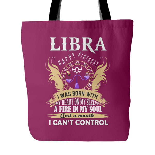 Libra Happy Birthday - A Fire In My Soul Tote Bag (4 colors) - Purple Red