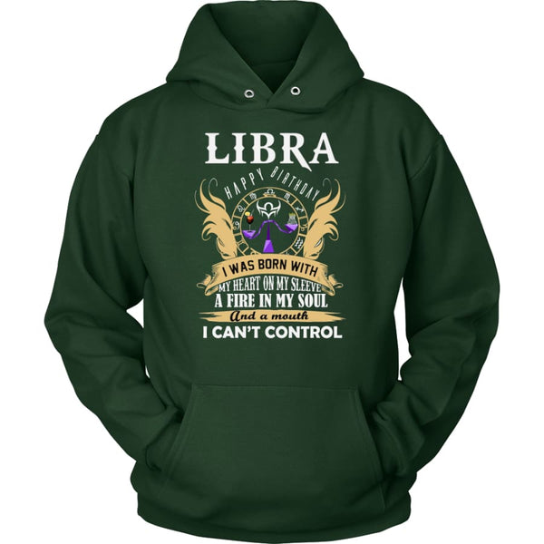 Libra Happy Birthday - A Fire In My Soul Unisex Hoodie T-Shirt (10 Colors) - Dark Green / S