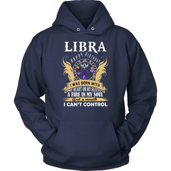 Libra Happy Birthday - A Fire In My Soul Unisex Hoodie T-Shirt (10 Colors) - Navy / S