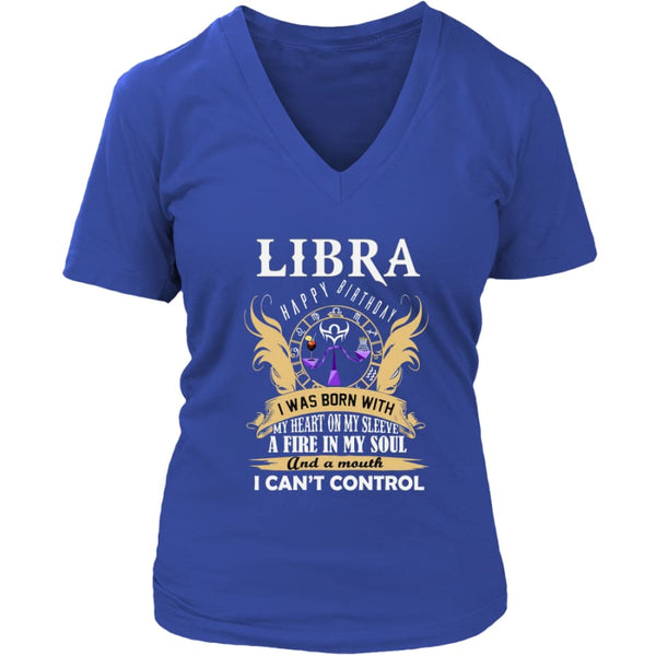 Libra Happy Birthday - A Fire In My Soul Women V-Neck T-shirt (7 colors) - District Womens / Royal Blue / S