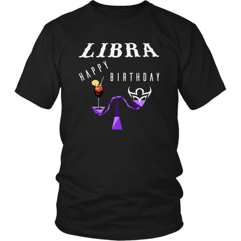 Libra Happy Birthday District Unisex T-Shirt (12 colors) - Shirt / Black / S