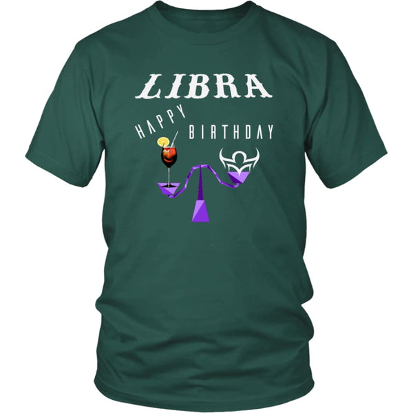 Libra Happy Birthday District Unisex T-Shirt (12 colors) - Shirt / Dark Green / S