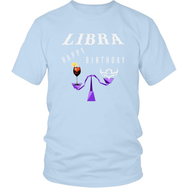 Libra Happy Birthday District Unisex T-Shirt (12 colors) - Shirt / Ice Blue / S