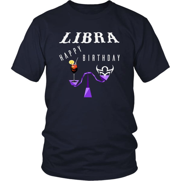 Libra Happy Birthday District Unisex T-Shirt (12 colors) - Shirt / Navy / S