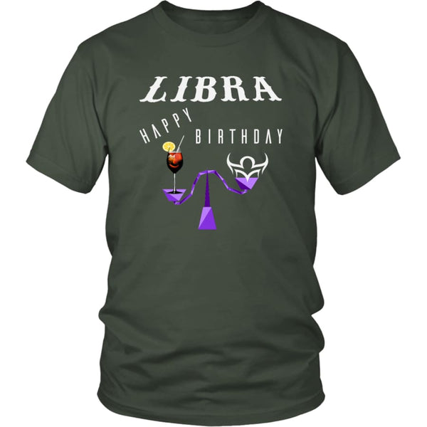 Libra Happy Birthday District Unisex T-Shirt (12 colors) - Shirt / Olive / S