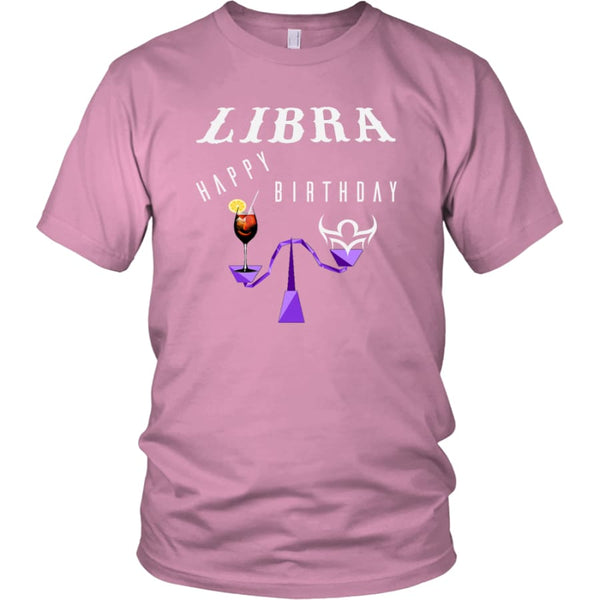Libra Happy Birthday District Unisex T-Shirt (12 colors) - Shirt / Pink / S