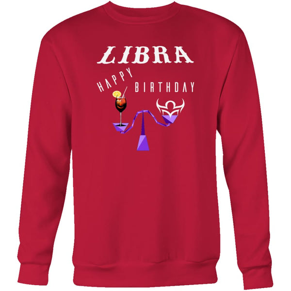 Libra Happy Birthday Unisex Crewneck Sweatshirt (3 colors) - Red / S